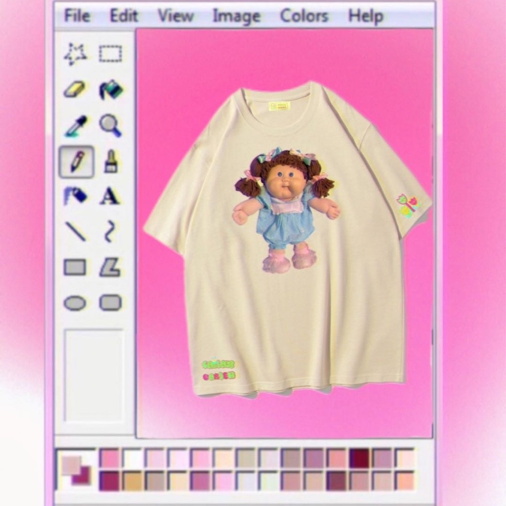 Cabbage Patch Kids Cream Tee 100% cotton Original hand-painted By Cabbage Garden